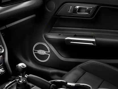 2015-2023 Mustang GT SpeedForm Lower Door Speaker Trim with 5.0 Logo; Brushed