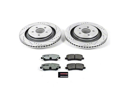 2015-2023 Mustang GT w/ Performance Pack PowerStop Z26 Street Warrior Brake Rotor and Pad Kit; Front and Rear