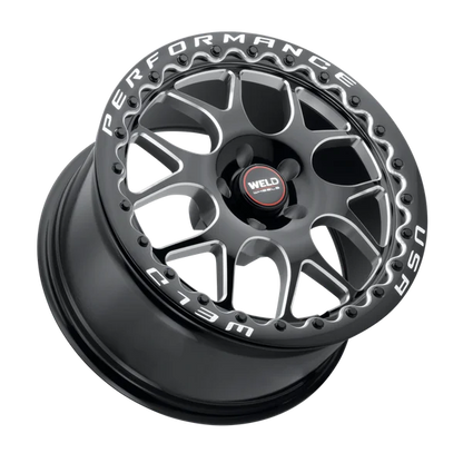 2005-2026 Mustang GT / GT350 / Dark Horse Weld Racing Solana Beadlock 1-Piece Gloss BLK MIL DIA Wheel - 18x10 with 5x114.3 Bolt, 7.27BS, ET 45