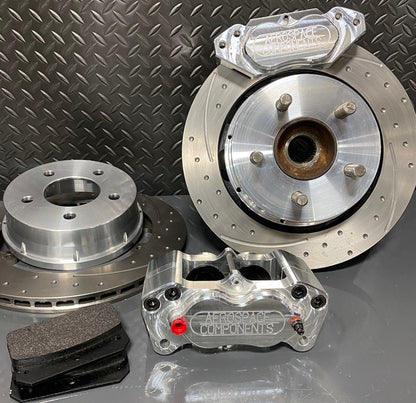 2015-23 Mustang Rear Pro Street Brake Kit With Dimpled and Slotted Rotors for AED Knuckles - Aerospace Components