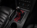 2005-2009 Premium Black Leather Shift Boot; Dual Red Stripe