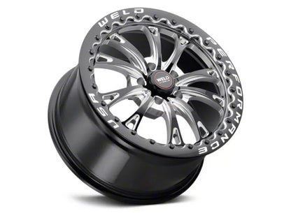 2005-2025 WELD Performance Belmont Drag Beadlock Gloss Black Milled Wheel; Rear Only; 18x10; 45mm Offset