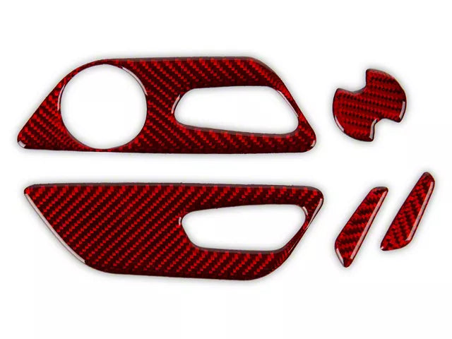 2015-2023 Mustang SpeedForm Seat Adjustment Trim; Red Carbon