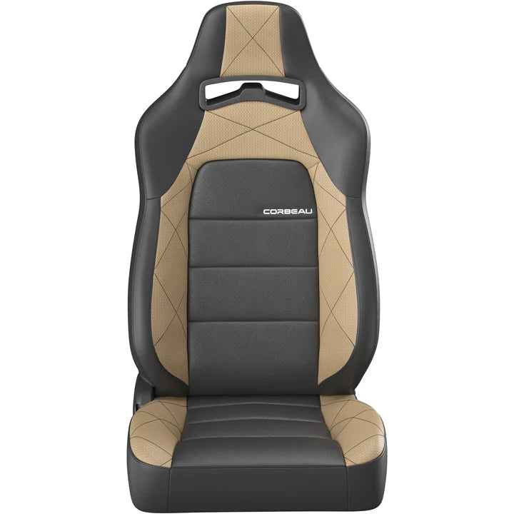 Corbeau Trailcat Reclining Seats Black Vinyl/Beige HD Vinyl Pair