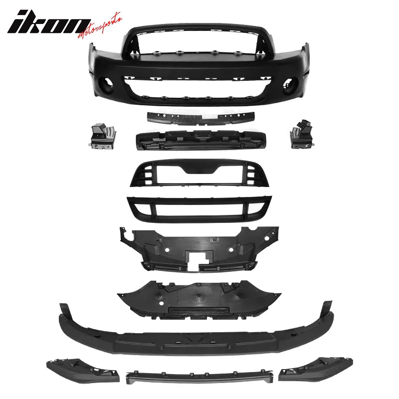 2010-2014 Ford Mustang GT500 Style Front Bumper Cover w/ Grille Lip