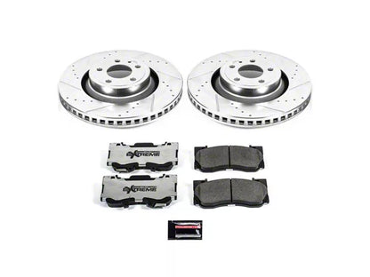 2015-2020 Mustang GT w/o Performance Pack, EcoBoost w/ Performance Pack PowerStop Z26 Street Warrior Brake Rotor and Pad Kit; Front and Rear