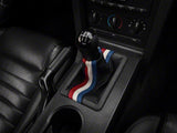 2005-2009 Premium Black Leather Shift Boot; Red, White and Blue Stripe