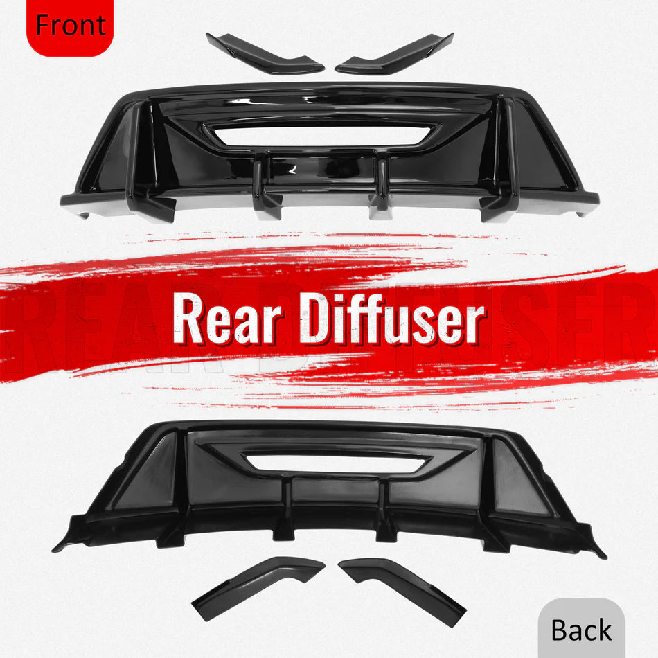 2024-2026 Ford Mustang Rear Diffuser + Aprons Gloss Black ABS