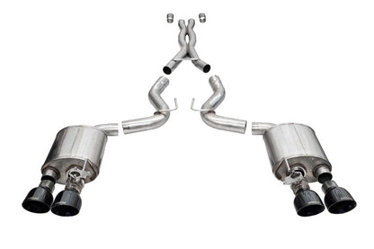 Corsa 20-22 Ford Mustang GT500 3.0in Dual Rear Exit Catback w/ Twin 5.0in Black Slash Cut Pro Tips