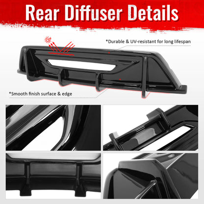 2024-2026 Ford Mustang Rear Diffuser + Aprons Gloss Black ABS
