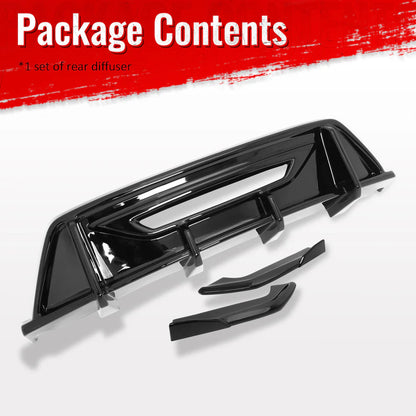 2024-2026 Ford Mustang Rear Diffuser + Aprons Gloss Black ABS