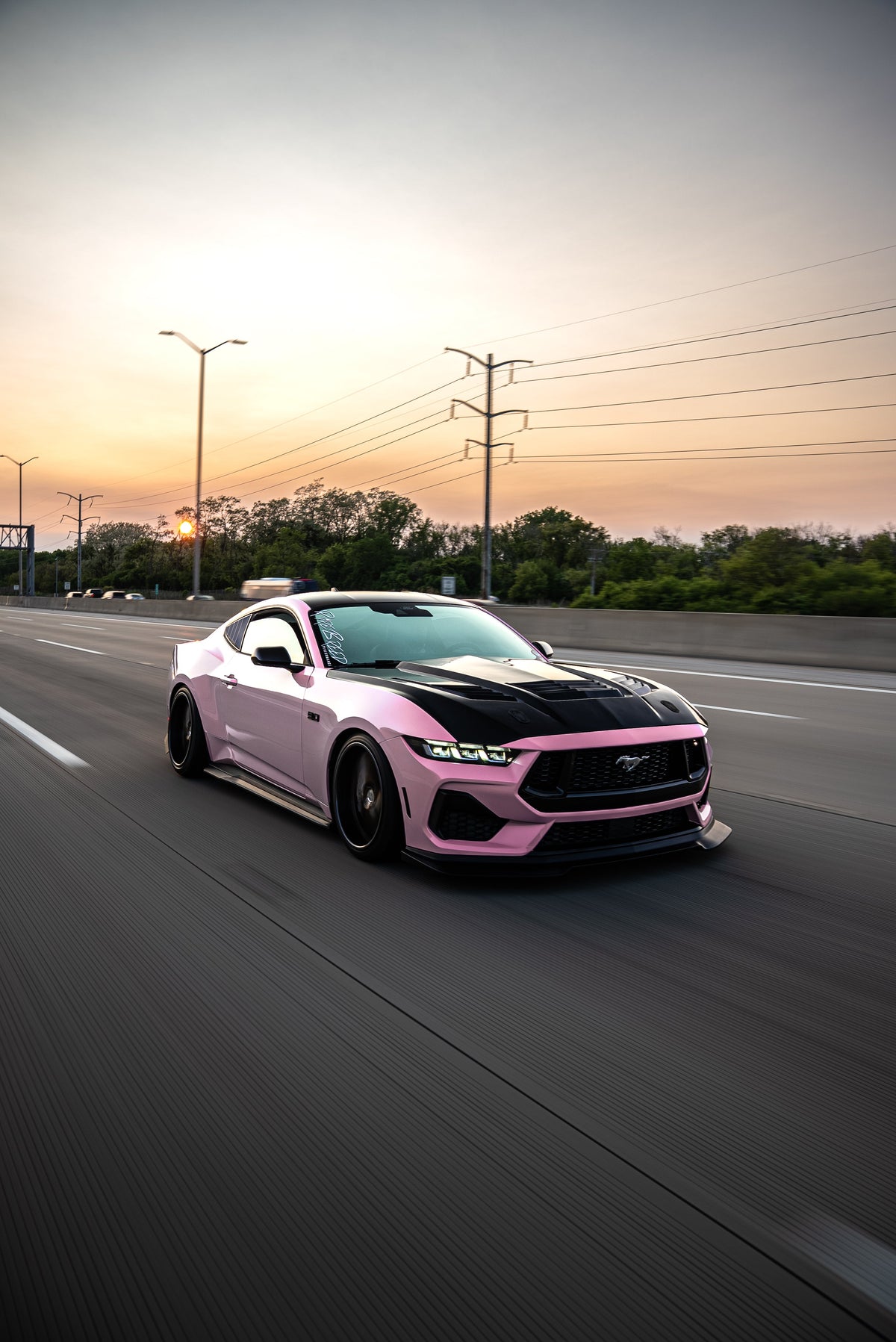 2024 Mustang GT3 carbon fiber hood with vented design