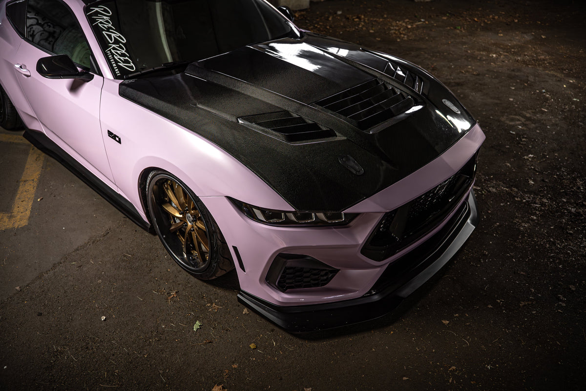 2024 Mustang GT3 carbon fiber hood with vented design