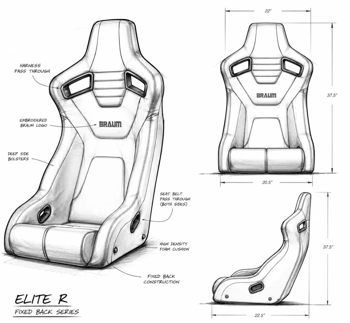 Braum Elite-R Series Fixed Back Bucket Seat