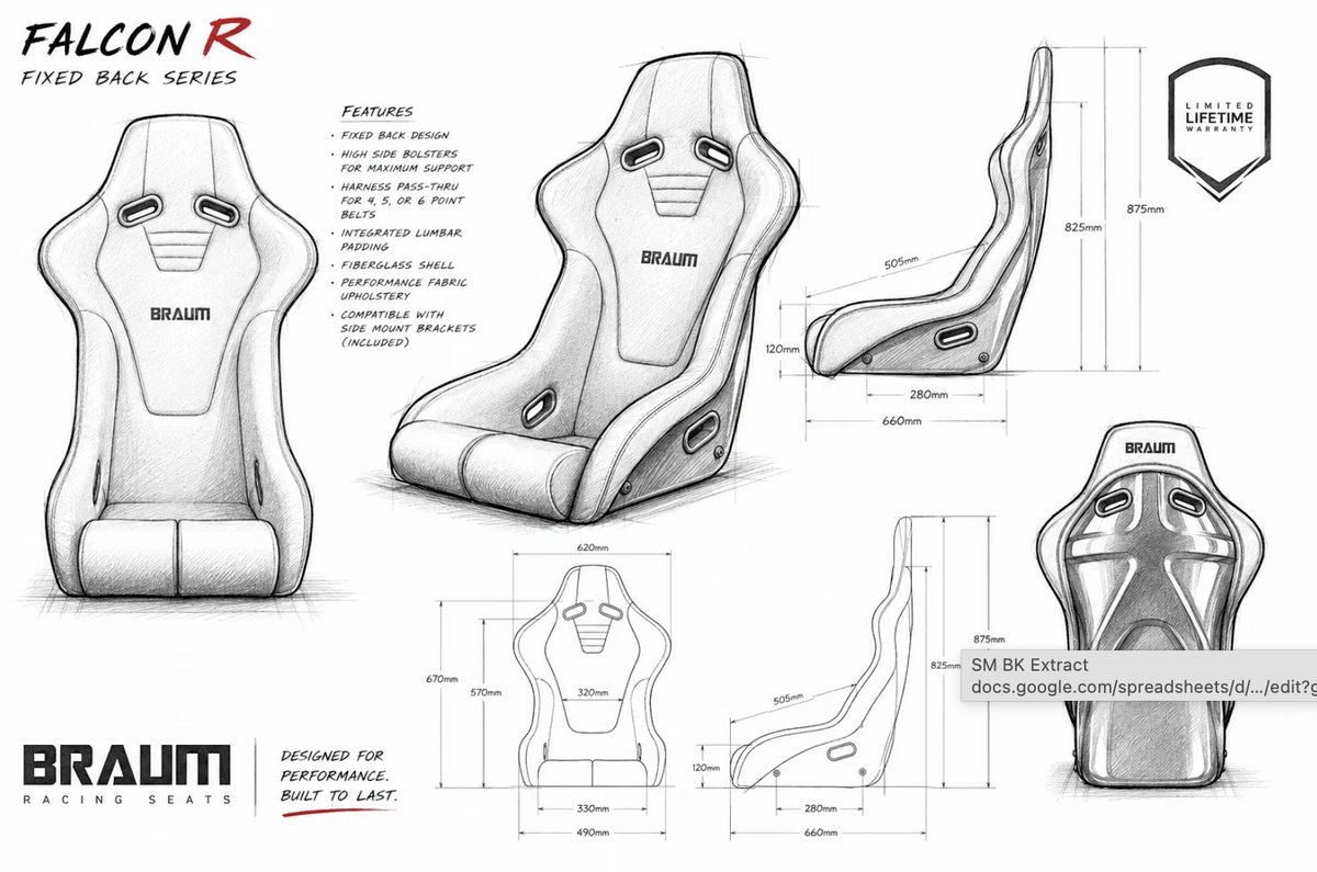 Braum Falcon-R Composite FRP Bucket Seat - Black