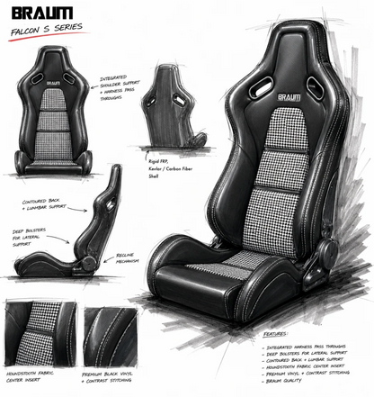 Braum Falcon-S Composite Carbon Kevlar Shell Reclining Seats