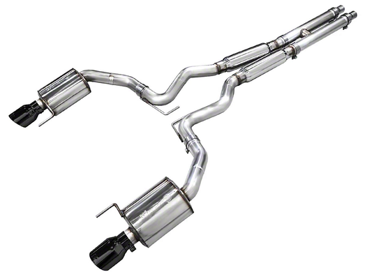 2024-2025 Mustang GT w/o Active AWE Touring Edition Cat-Back Exhaust with Quad Diamond Black Tips