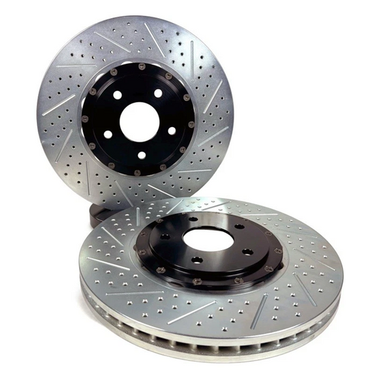 2024-2026 Mustang GT Baer EradiSpeed+ 2-Piece Performance Drilled and Slotted Rotors; Front Pair