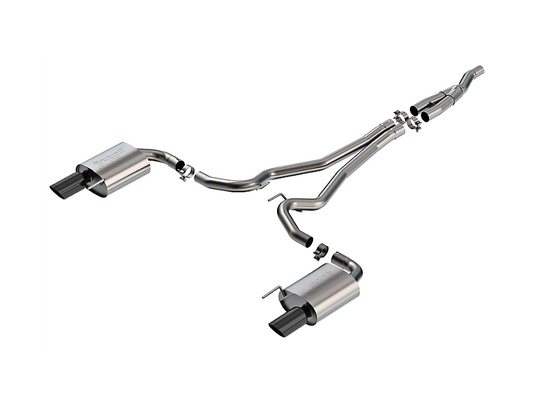 2024-2025 Mustang Ecoboost w/o Active Borla S-Type Cat-Back Exhaust with Black Chrome Tips