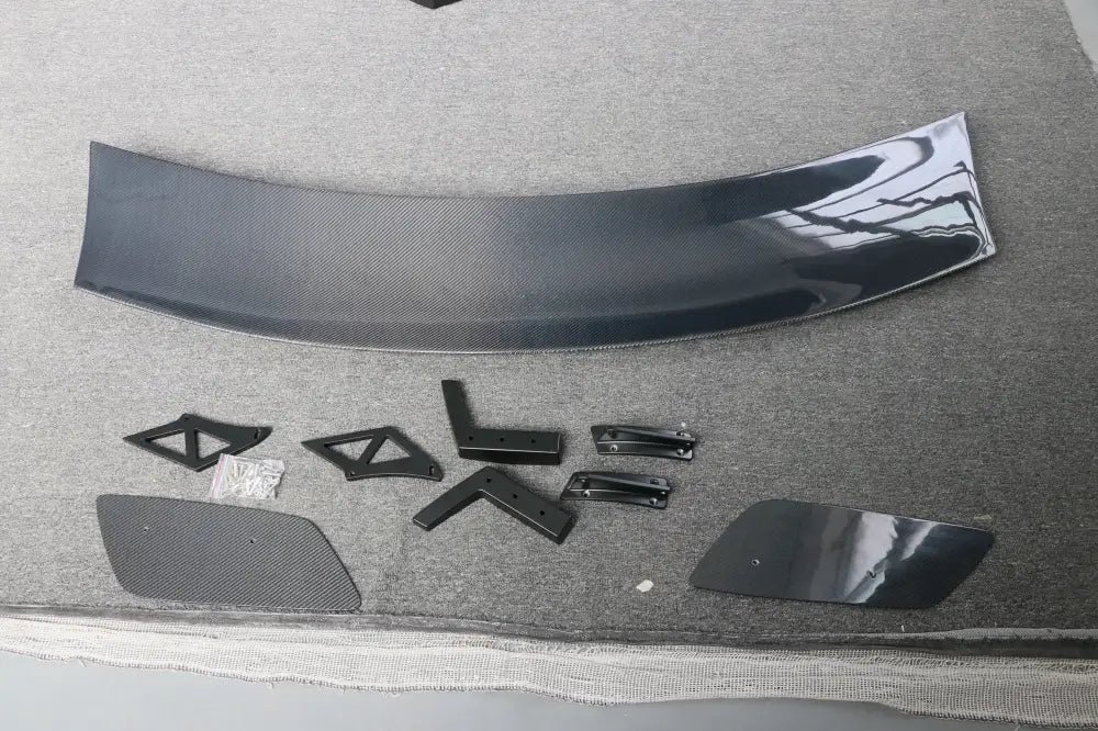S650 Mustang carbon fiber spoiler with billet brackets