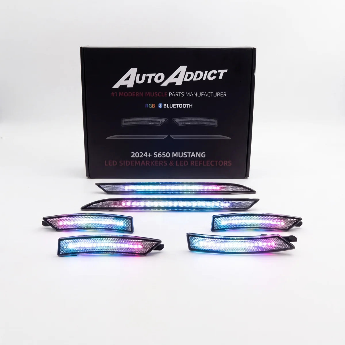 2024-2026 Mustang RGB Bluetooth Dynamic Animation LED Side Markers w/ Rear Diffuser Reflector 6pc Kit