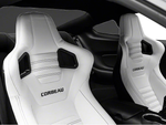 Corbeau Sportline RRS Reclining Seats White Vinyl Black Stitch Pair