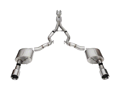 2024-2025 Mustang GT w/o Active Convertible Corsa Xtreme Cat-Back Exhaust with Straight Cut Polished Tips