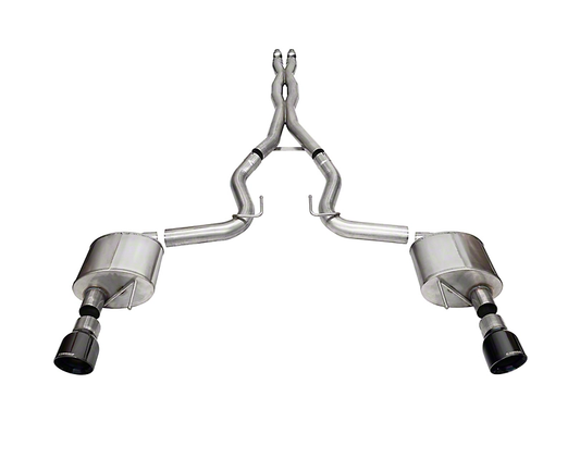 2024-2025 Mustang GT w/o ACTIVE Corsa Xtreme Cat-Back Exhaust Black Tips CONVERTIBLE