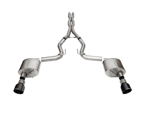 2024-2025 Mustang GT w/o Active Corsa Sport Cat-Back Exhaust Black Tips