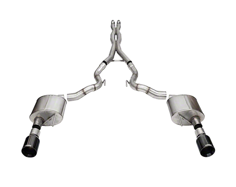 2024-2025 Mustang GT w/o Active Convertible Corsa Xtreme Cat-Back Exhaust with Straight Cut Black Tips