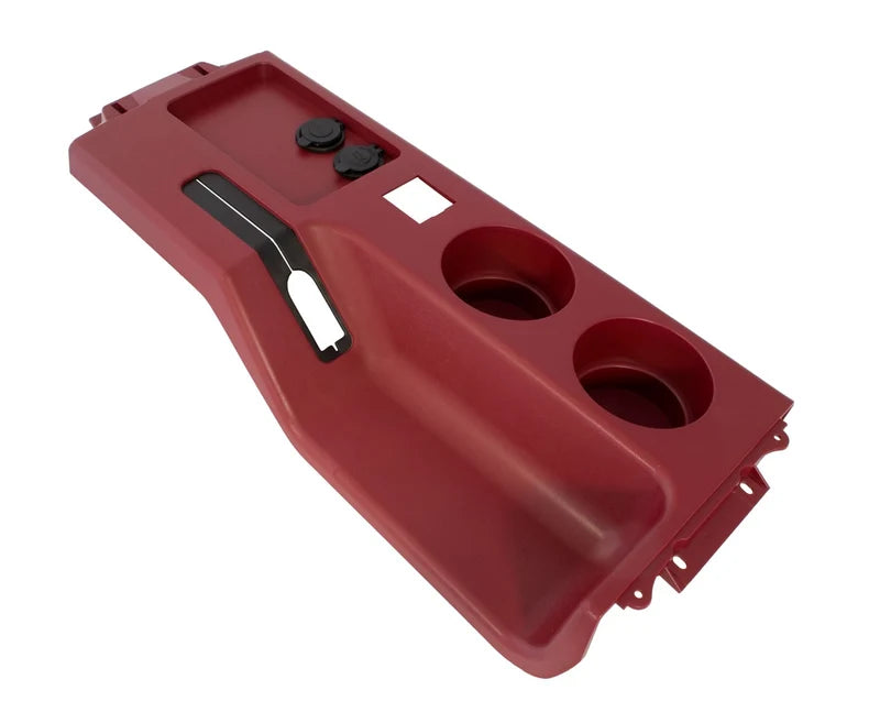 1987-1993 Mustang Cup Holder Center Console w/ Cup Holders & USB Charger - Scarlet Red