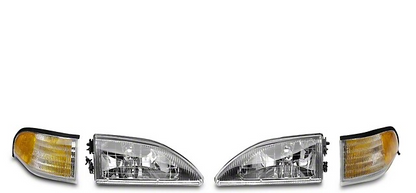 1994-1998 OE Cobra Style Headlights; Chrome Housing; Clear Lens