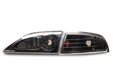 1994-1998 2-Piece Crystal Headlights; Matte Black Housing; Clear Lens