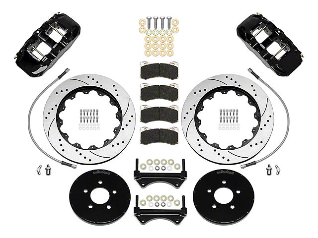 1994-2004 Wilwood AERO6 Front Big Brake Kit with 14-Inch Drilled and Slotted Rotors; Black Calipers