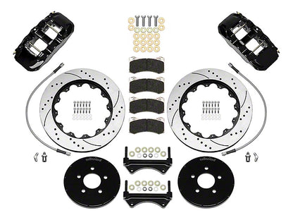 1994-2004 Wilwood AERO6 Front Big Brake Kit with 14-Inch Drilled and Slotted Rotors; Black Calipers