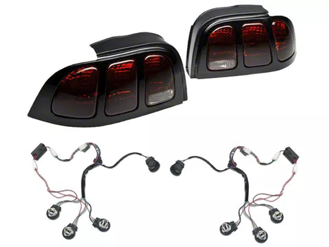 1994-1998 Raxiom Tail Lights and Sequential Tail Light Kit; Black Housing; Smoked Lens