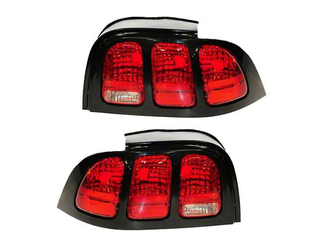 1996-1998 Halogen Tail Lights; Black Housing; Red Lens