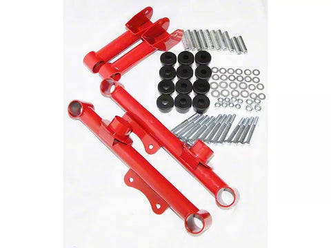 1979-2004 Rear Upper and Lower Tubular Control Arms; Red