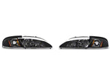 1994-1998 Euro Crystal Headlights; Black Housing; Clear Lens