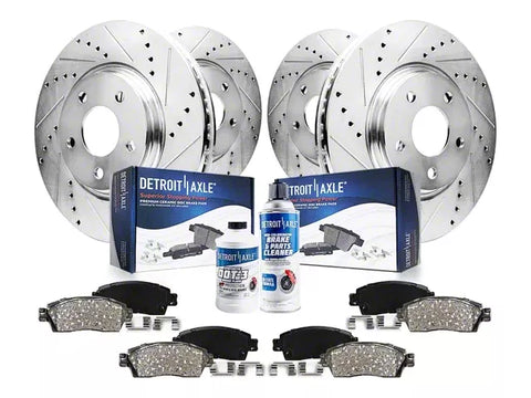 2005-2010 Drilled and Slotted Brake Rotor, Pad, Brake Fluid and Cleaner Kit; Front and Rear