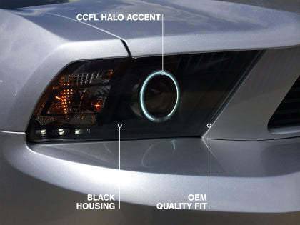 2010-2012 Raxiom CCFL Halo Projector Headlights; Black Housing; Clear Lens