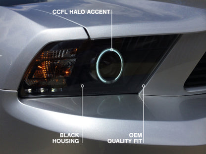 2010-2012 Raxiom CCFL Halo Projector Headlights; Black Housing; Clear Lens