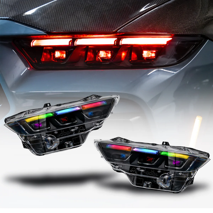 2024-2026 Ford Mustang RGB Headlights With Gloss Black Housing(Pair)