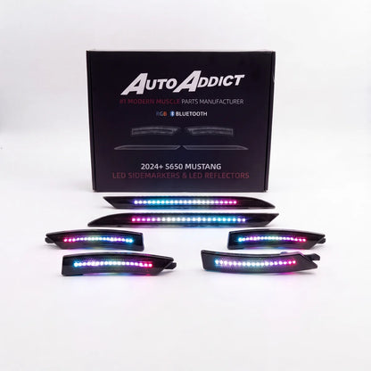 2024-2026 Mustang RGB Bluetooth Dynamic Animation LED Side Markers w/ Rear Diffuser Reflector 6pc Kit