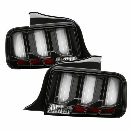 2005-2009 Mustang LED Tail Lights Black Housing White Light Bar