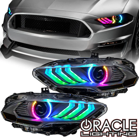 2018-2023 MUSTANG ORACLE "BLACK SERIES" DYNAMIC COLORSHIFT LED HEADLIGHTS W/ SEQUENTIAL TURN SIGNAL