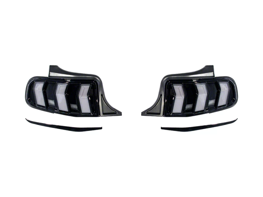 2010-2014 Mustang S650 Euro Sequential LED Tail Lights Black Housing Smoked Lens