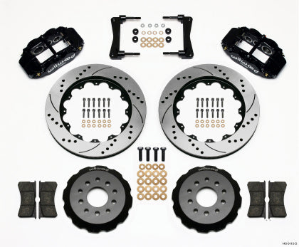 2005-2014 Mustang Wilwood Superlite 6R Front Big Brake Kit with 14-Inch Drilled and Slotted Rotors and Black Calipers