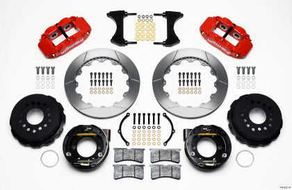 2005-2014 Mustang Wilwood Superlite 6R Rear Big Brake Kit with Slotted Rotors and Red Calipers