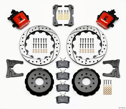 2005-2014 Mustang Wilwood CPB Rear Big Brake Kit with Drilled and Slotted Rotors and Red Calipers